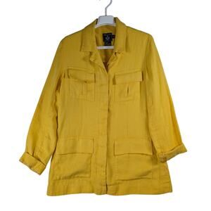 Faconnable Yellow Linen Utility Jacket Women’s Size Medium M USED